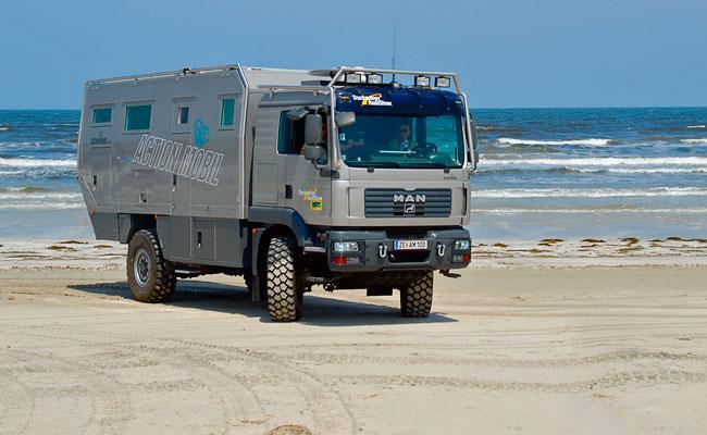 Action Mobil Off-road-Vehicles at the Atlantic coast 