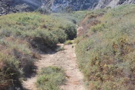 Narrow passage in the river bed