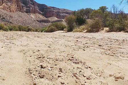 Dust-dry and burning-hot deep sand